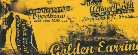 Golden Earring show ticket October 01, 2005 Druten